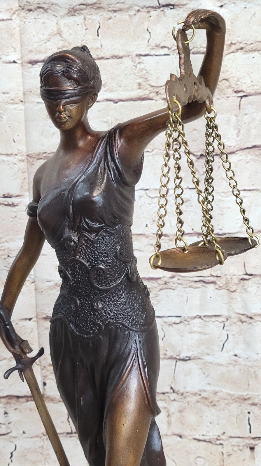 Large 19" Heavy Solid Bronze Lady Blind Justice Statue Lawyers Themis Deal Gift