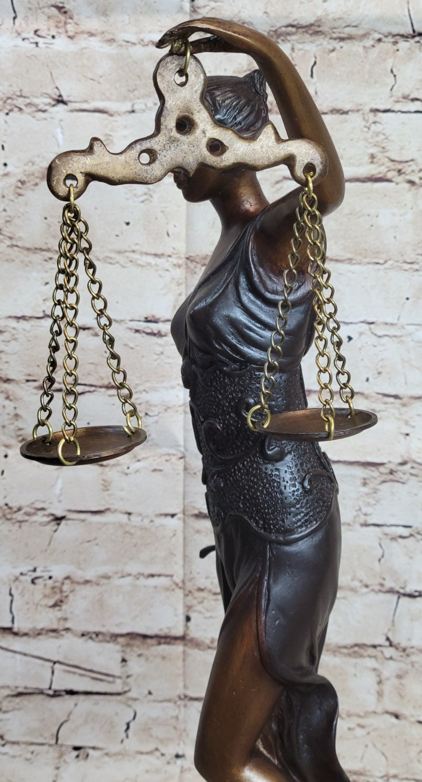 Large 19" Heavy Solid Bronze Lady Blind Justice Statue Lawyers Themis Deal Gift
