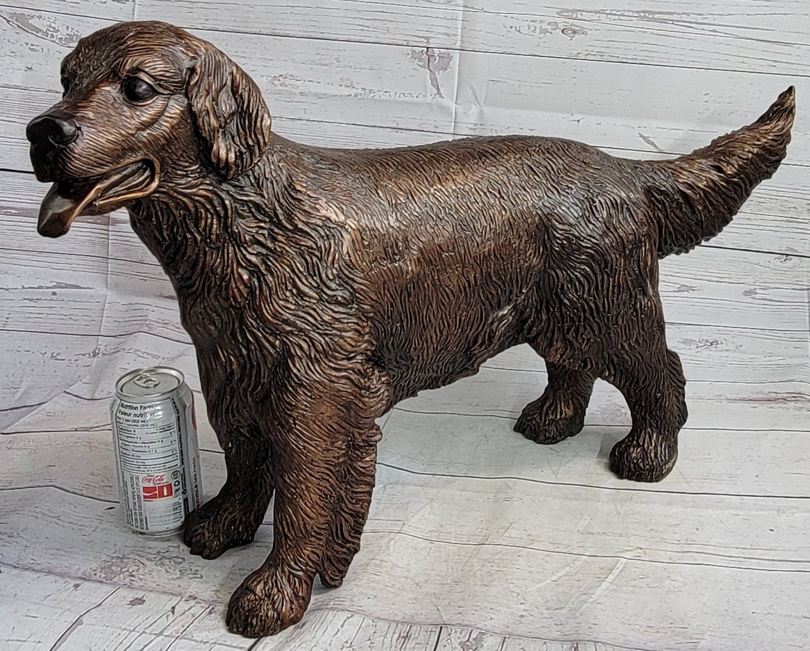 YOUNG RETRIEVER DOG BRONZE SCULPTURE VERY LARGE HOT CAST BACKYARD FIGURINE SALE