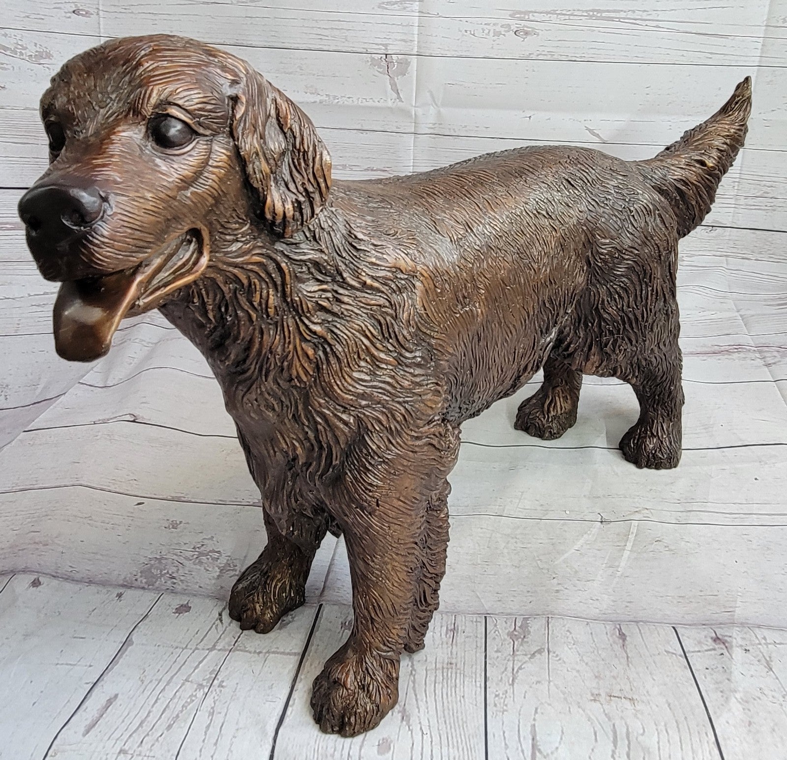 YOUNG RETRIEVER DOG BRONZE SCULPTURE VERY LARGE HOT CAST BACKYARD FIGURINE SALE