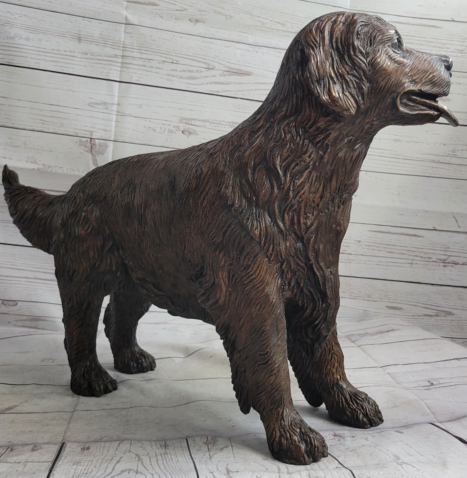 YOUNG RETRIEVER DOG BRONZE SCULPTURE VERY LARGE HOT CAST BACKYARD FIGURINE SALE