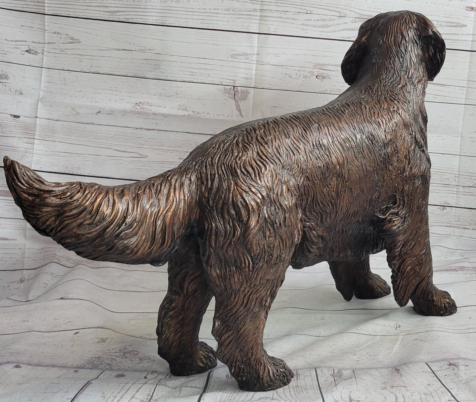 YOUNG RETRIEVER DOG BRONZE SCULPTURE VERY LARGE HOT CAST BACKYARD FIGURINE SALE