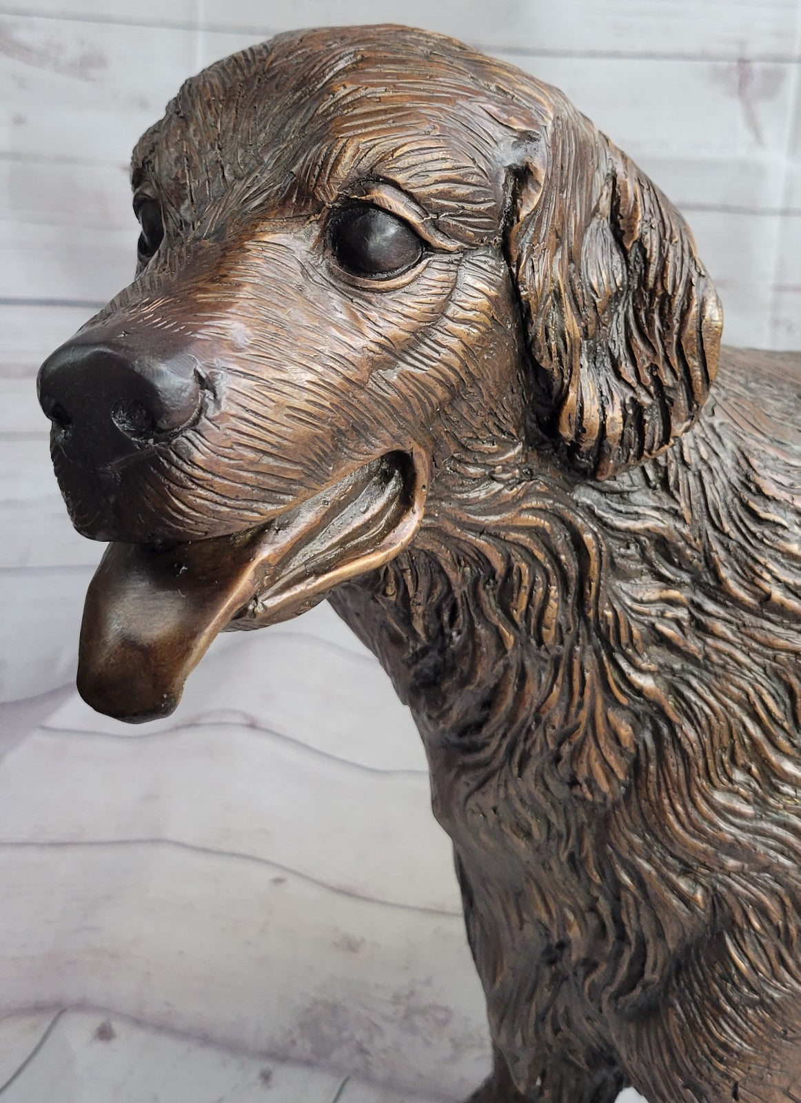 YOUNG RETRIEVER DOG BRONZE SCULPTURE VERY LARGE HOT CAST BACKYARD FIGURINE SALE