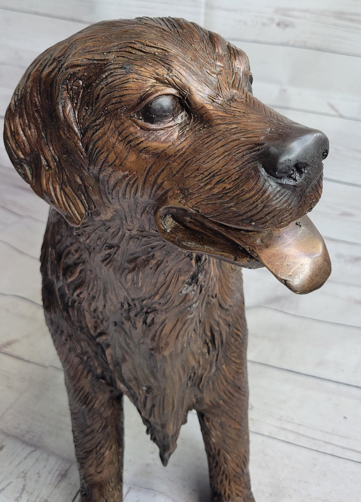 YOUNG RETRIEVER DOG BRONZE SCULPTURE VERY LARGE HOT CAST BACKYARD FIGURINE SALE