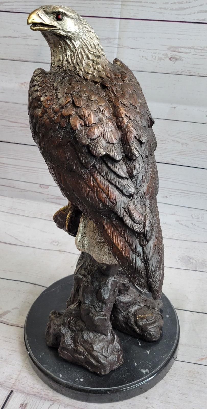 VINTAGE BRONZE EAGLE STATUE SCULPTURE BY JULES MOIGNIEZ SIGNED HOT CAST STATUE
