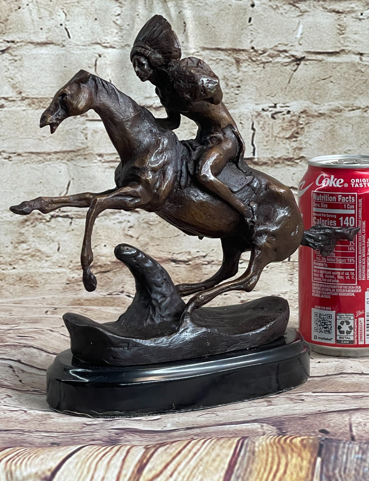 American Indian Riding Horse Signed Remington Native Bronze Sculpture Statue T