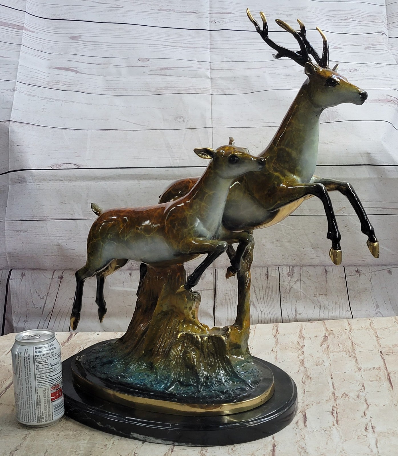 Art Deco Special Patina Two Running Stags Bronze Sculpture Musem Quality LTD