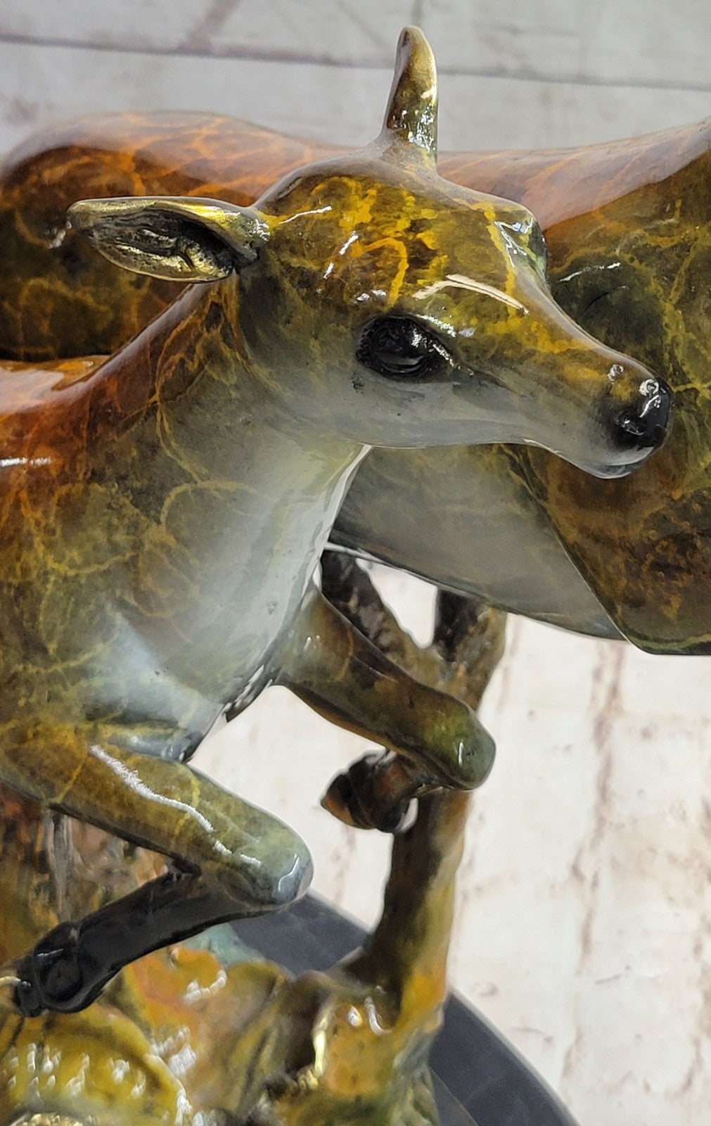 Art Deco Special Patina Two Running Stags Bronze Sculpture Musem Quality LTD