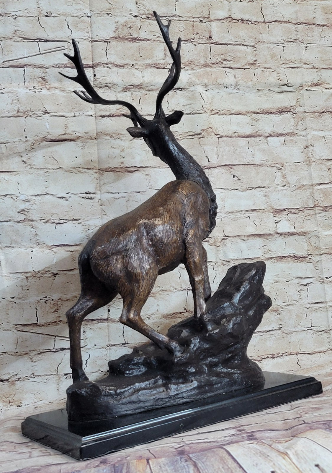 Handmade Stag Hunter Wildlife Mountain Lodge Cabin Bronze Marble Number NR