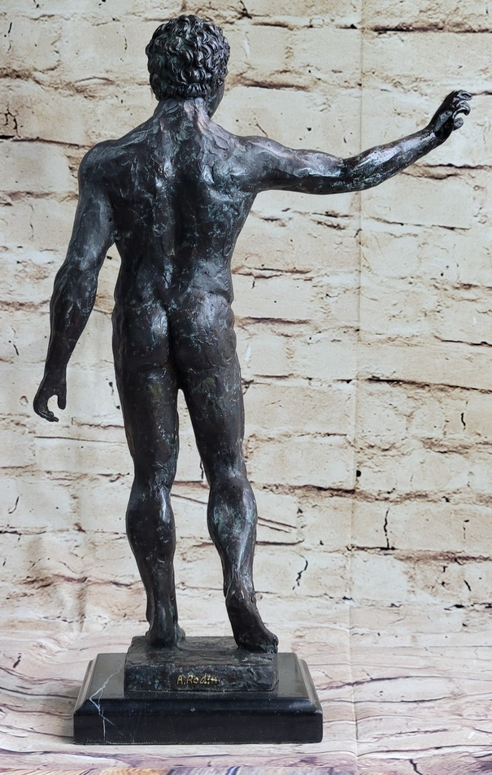 Vintage Style Bronze Hands After Auguste Rodin Man Waiving Statue Figure Sale