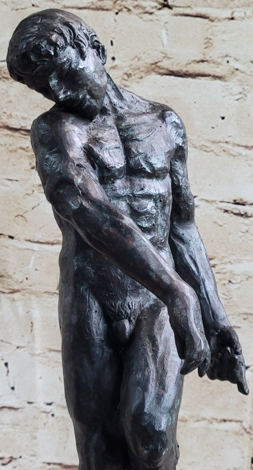 A Cast Bronze Sculpture, Adam, by Auguste Rodin Special Patina 15" Tall Decor