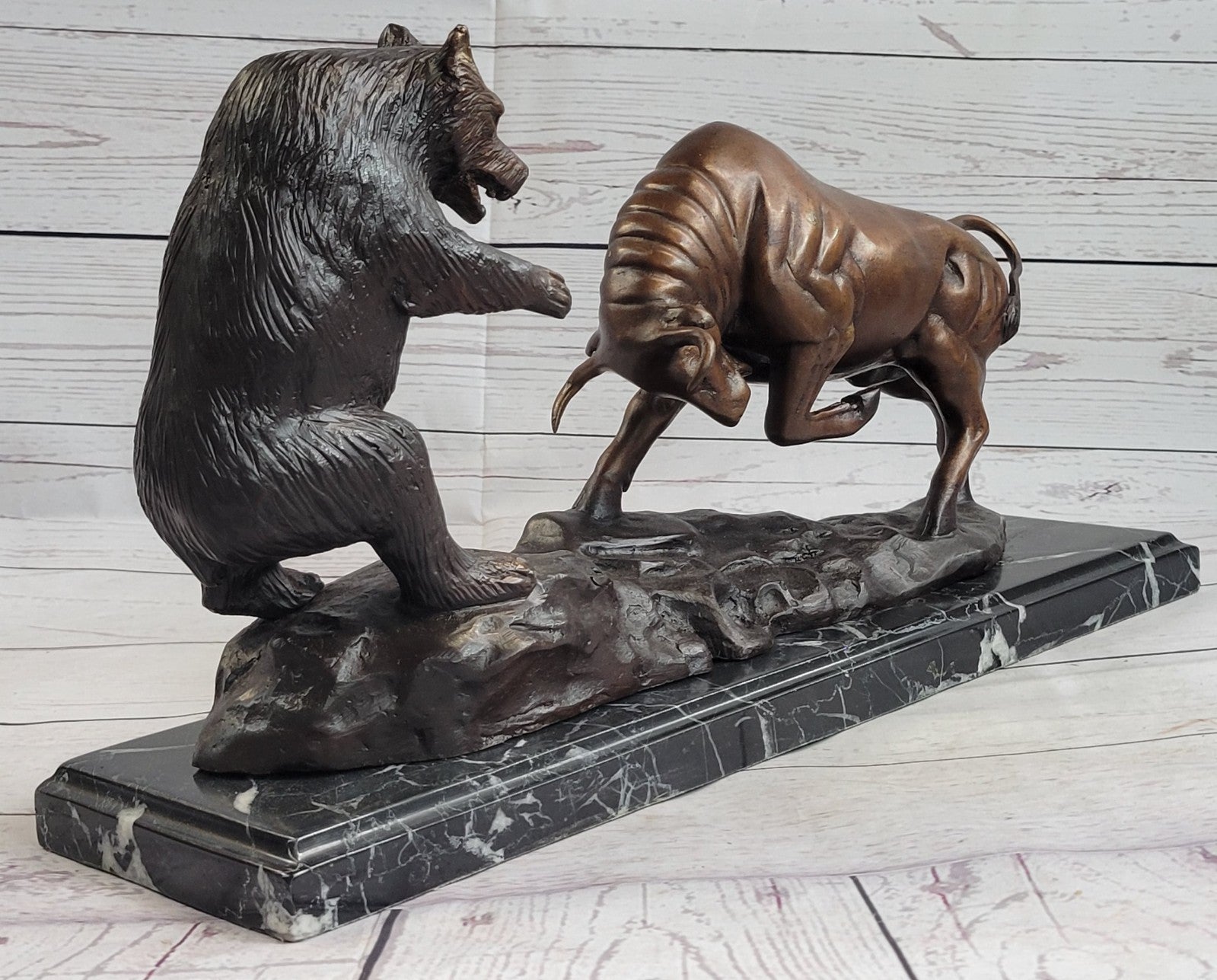 Large SIGNATURE STATUARY Bronze Bull And Bear Statue Sculpture ~ NEW Statue DEAL