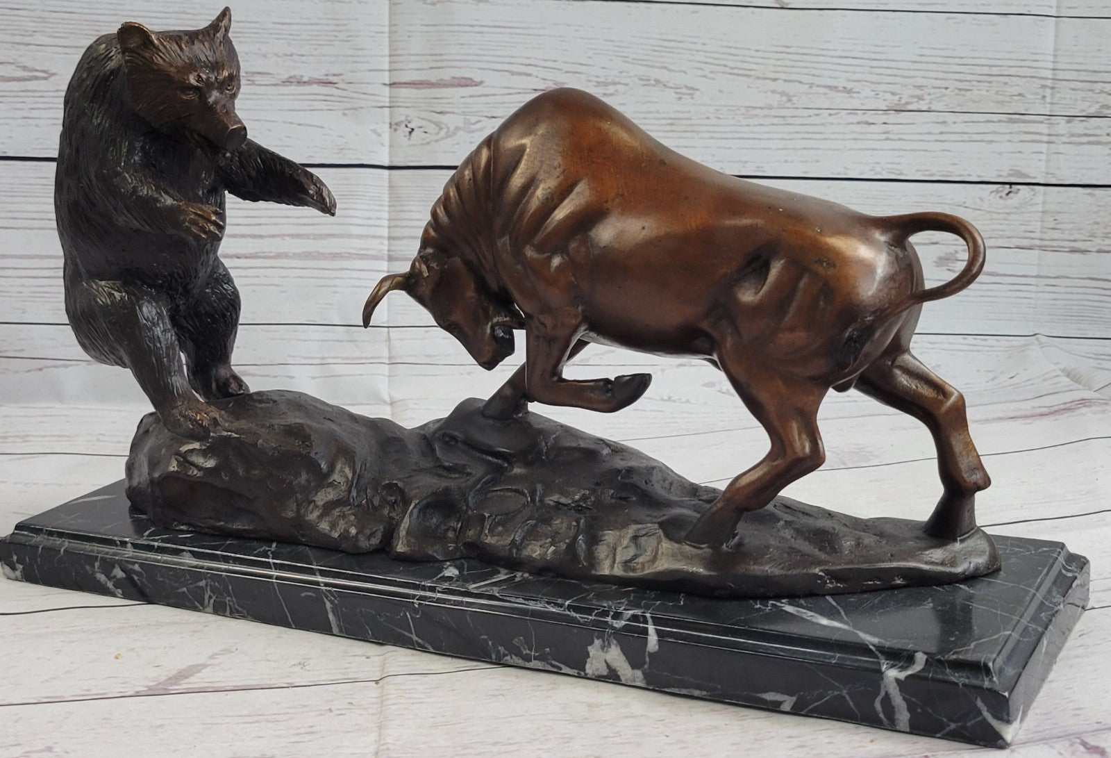 Large SIGNATURE STATUARY Bronze Bull And Bear Statue Sculpture ~ NEW Statue DEAL