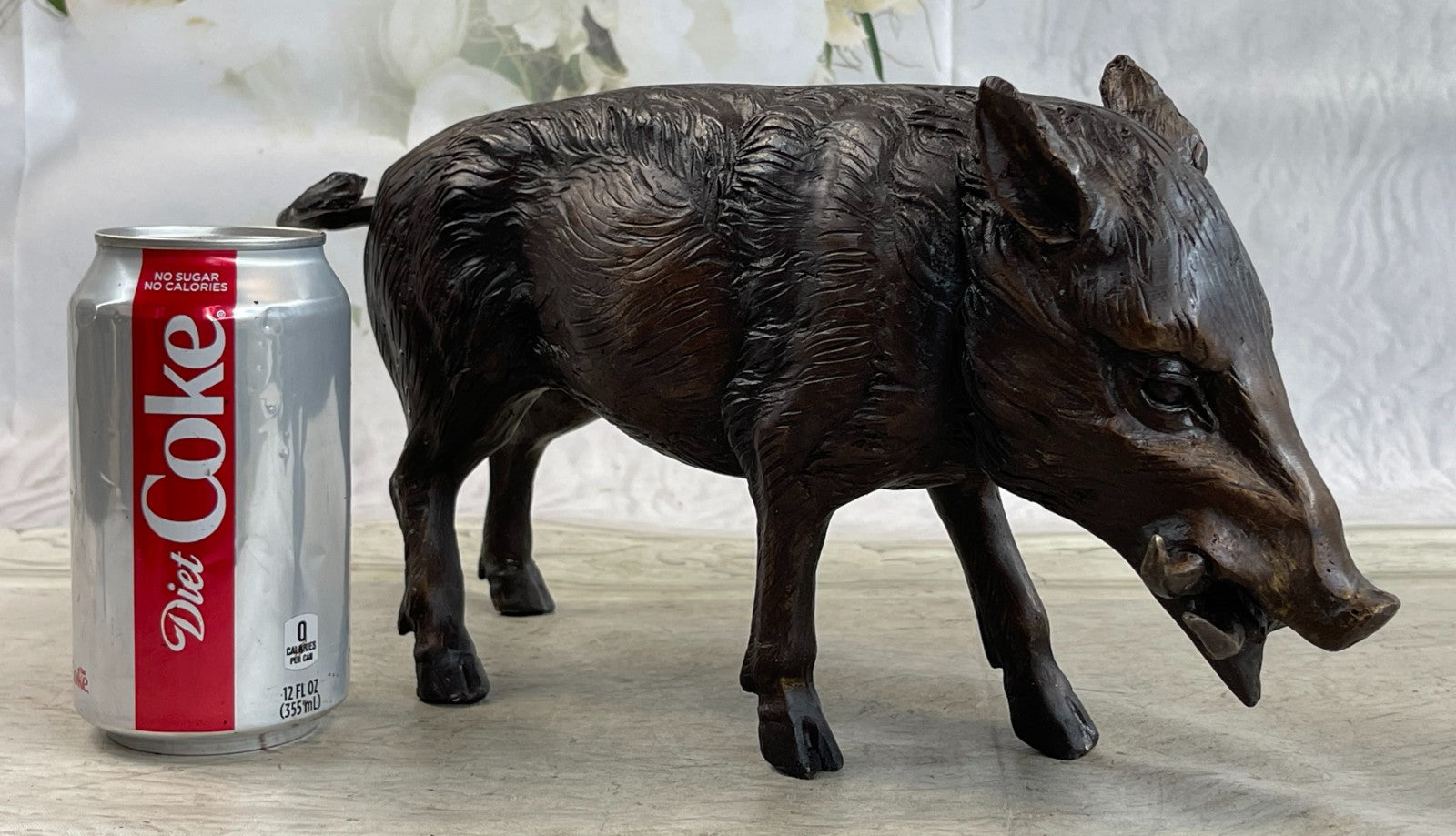 Bronze Art Deco Farm Decor Happy Pig Boar Wild  Marble Figure Artwork Figurine