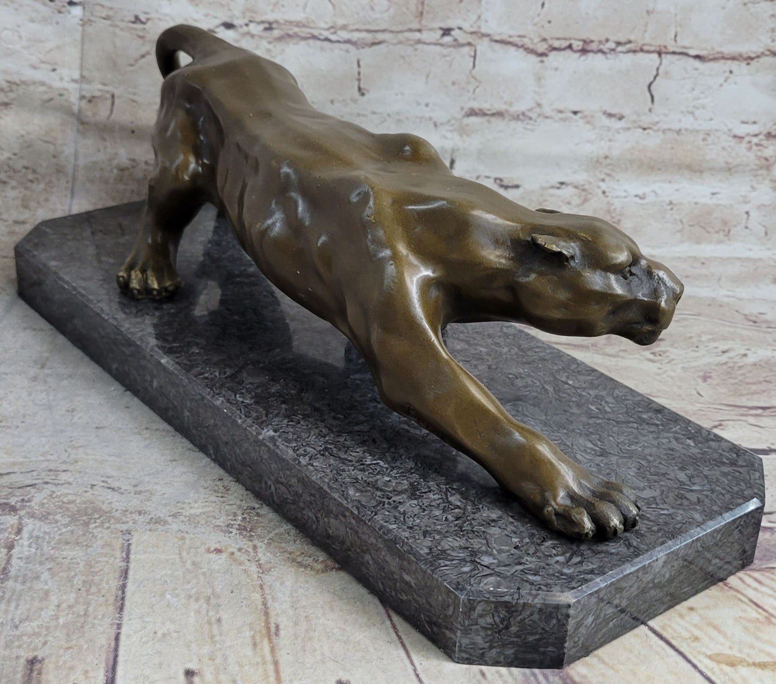 LARGE BRONZE STATUE SCULPTURE LION PANTHER TIGER PUMA COUGAR BIG CAT AFRICAN A