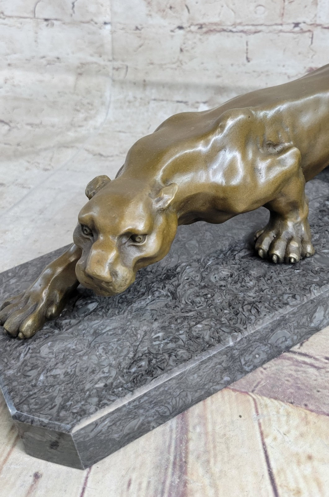 LARGE BRONZE STATUE SCULPTURE LION PANTHER TIGER PUMA COUGAR BIG CAT AFRICAN A