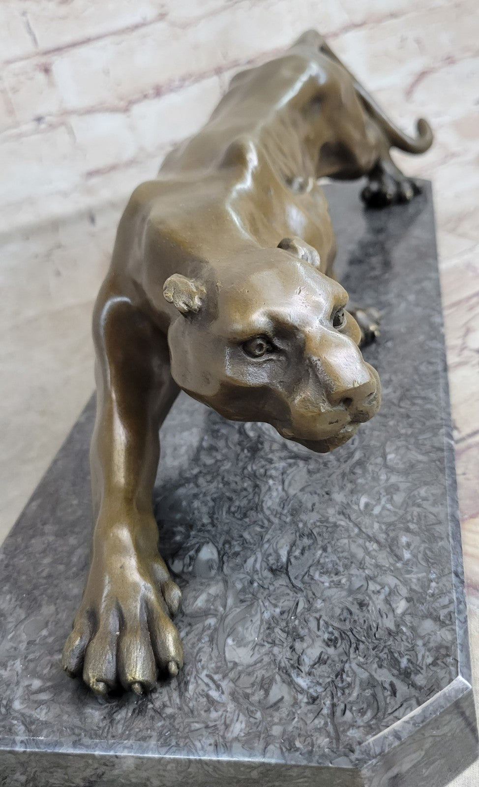 LARGE BRONZE STATUE SCULPTURE LION PANTHER TIGER PUMA COUGAR BIG CAT AFRICAN A