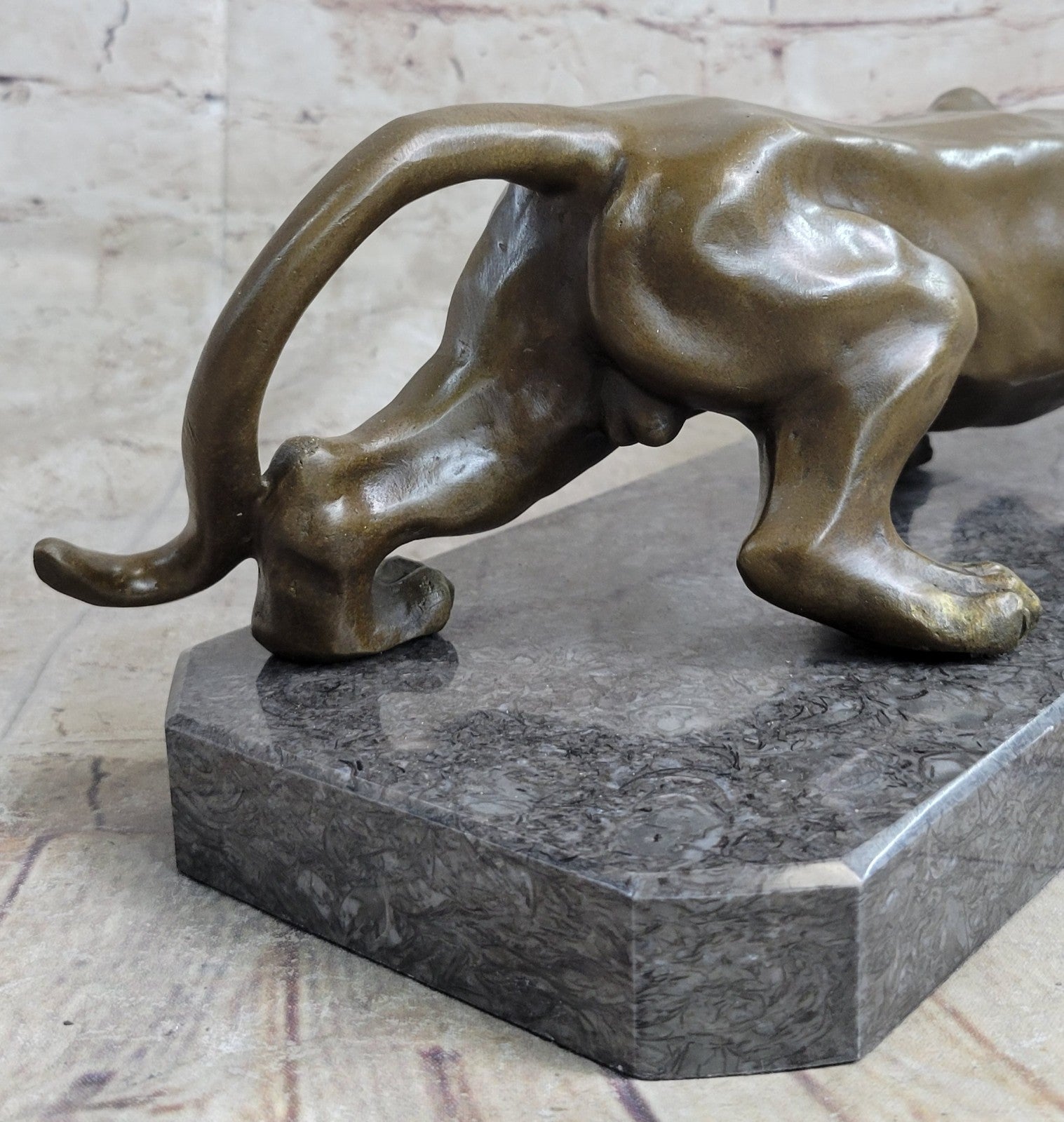 LARGE BRONZE STATUE SCULPTURE LION PANTHER TIGER PUMA COUGAR BIG CAT AFRICAN A