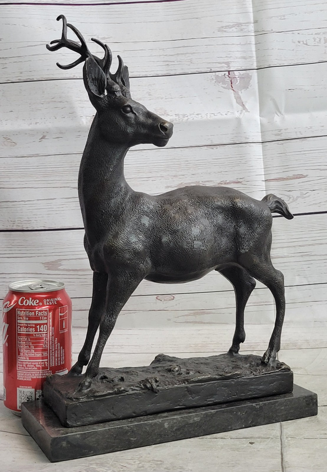 Large Metal Bronze Deer Stag Elk Outdoor Yard Sculpture, Handcrafted Figurine