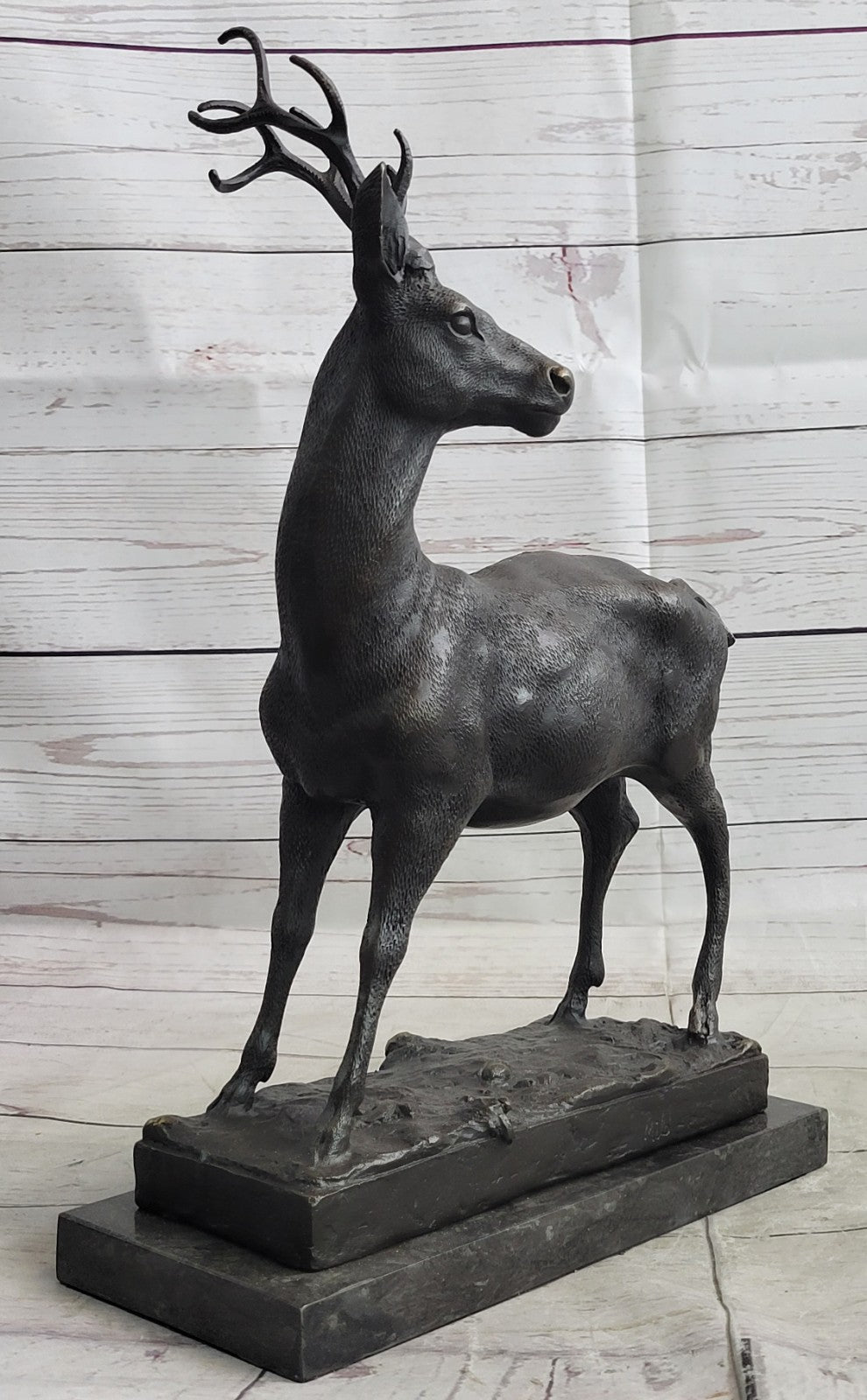 Large Metal Bronze Deer Stag Elk Outdoor Yard Sculpture, Handcrafted Figurine