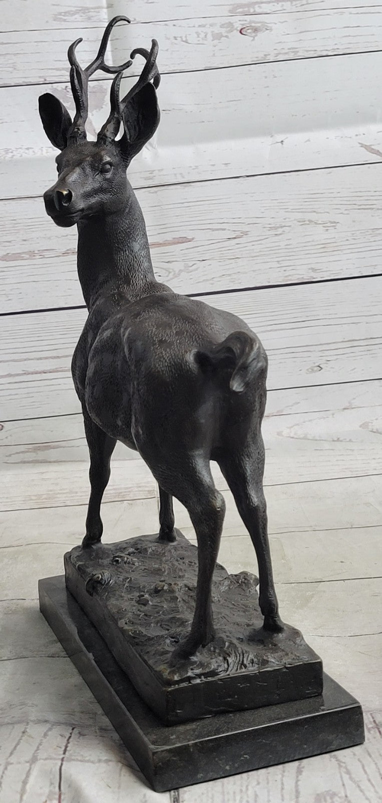 Large Metal Bronze Deer Stag Elk Outdoor Yard Sculpture, Handcrafted Figurine
