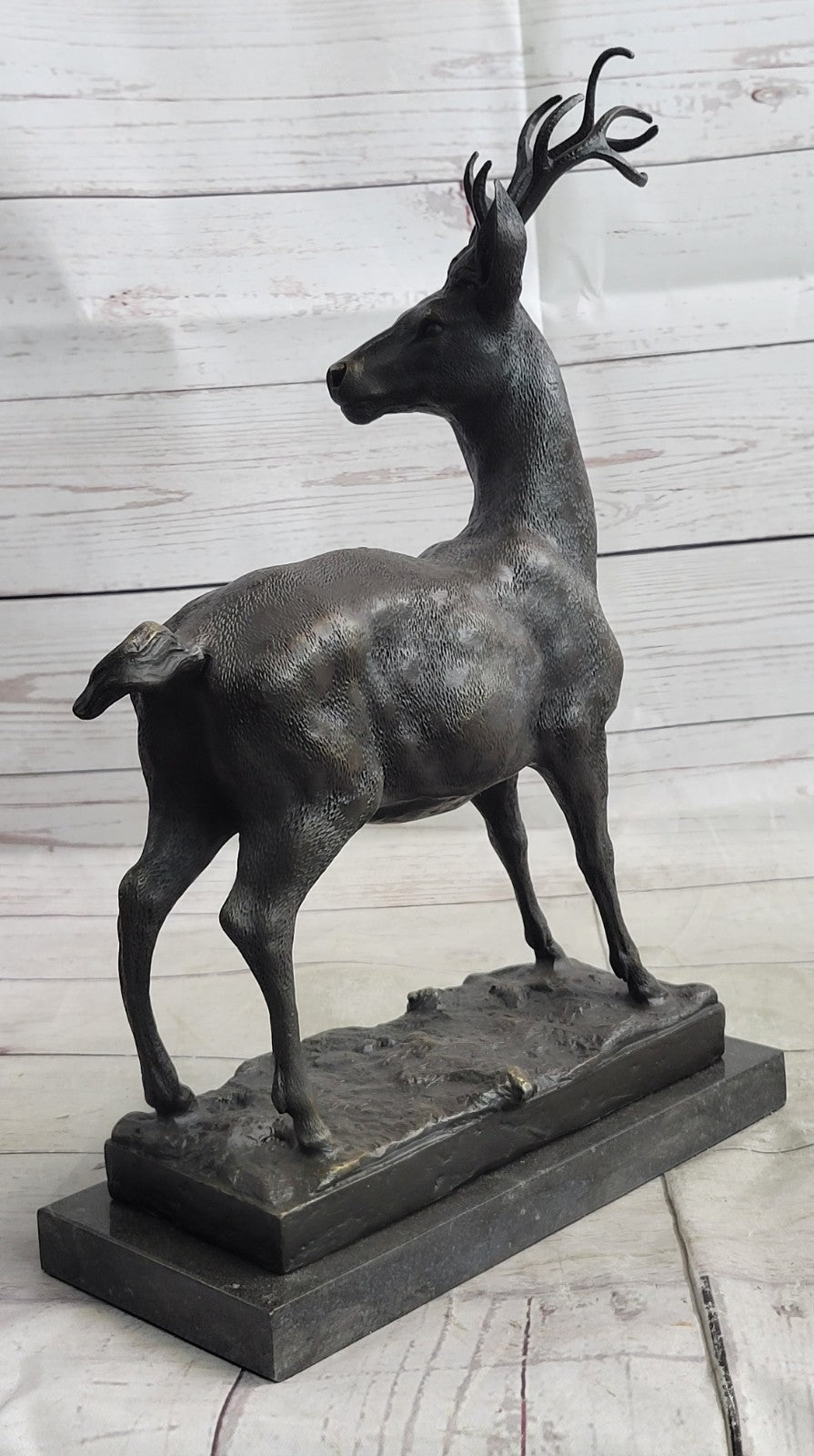 Large Metal Bronze Deer Stag Elk Outdoor Yard Sculpture, Handcrafted Figurine
