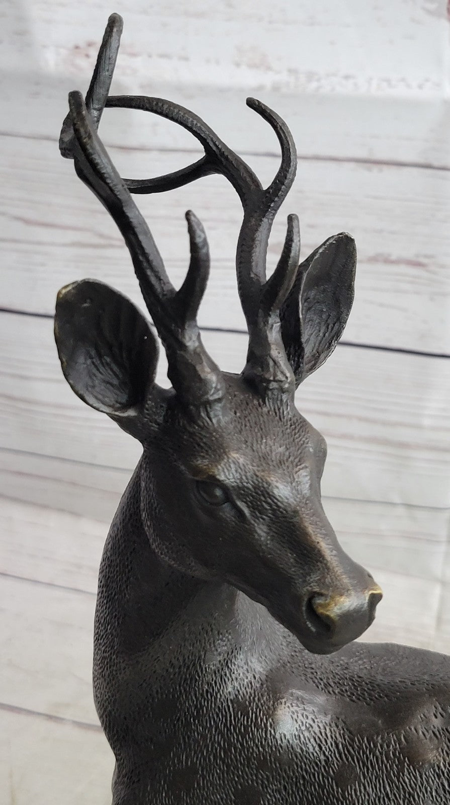 Large Metal Bronze Deer Stag Elk Outdoor Yard Sculpture, Handcrafted Figurine