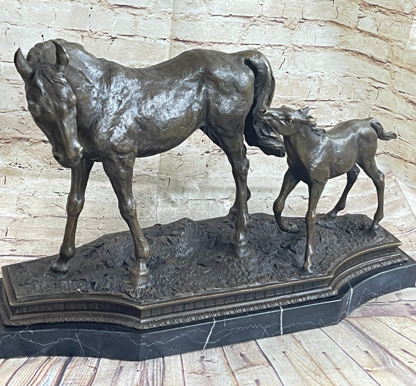 Very Heavy Bronze " Mare With Rearing Colt" By. French sculptor MILO Sculpture