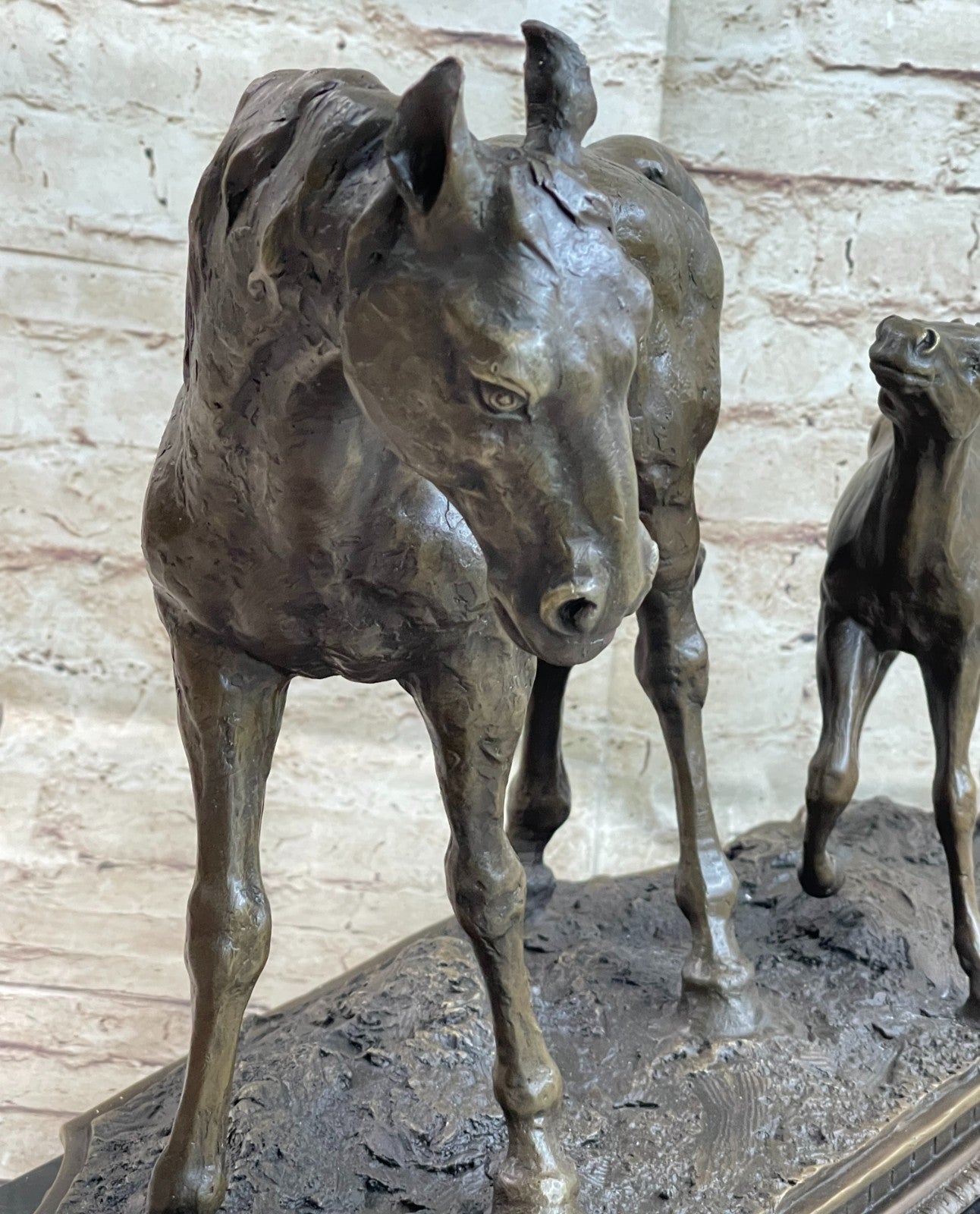 Very Heavy Bronze " Mare With Rearing Colt" By. French sculptor MILO Sculpture