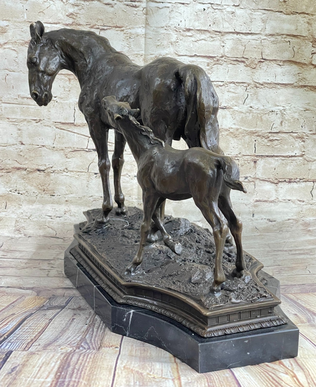 Very Heavy Bronze " Mare With Rearing Colt" By. French sculptor MILO Sculpture