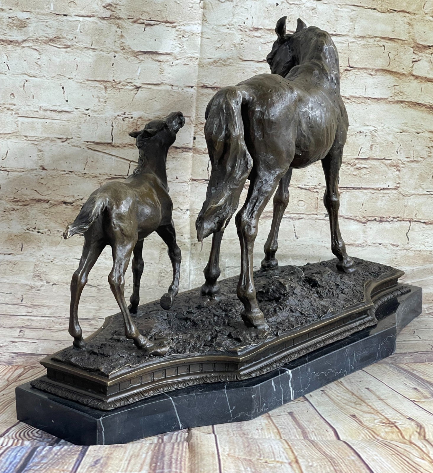 Very Heavy Bronze " Mare With Rearing Colt" By. French sculptor MILO Sculpture