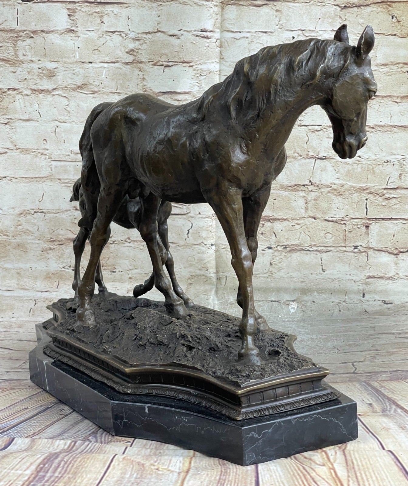 Very Heavy Bronze " Mare With Rearing Colt" By. French sculptor MILO Sculpture