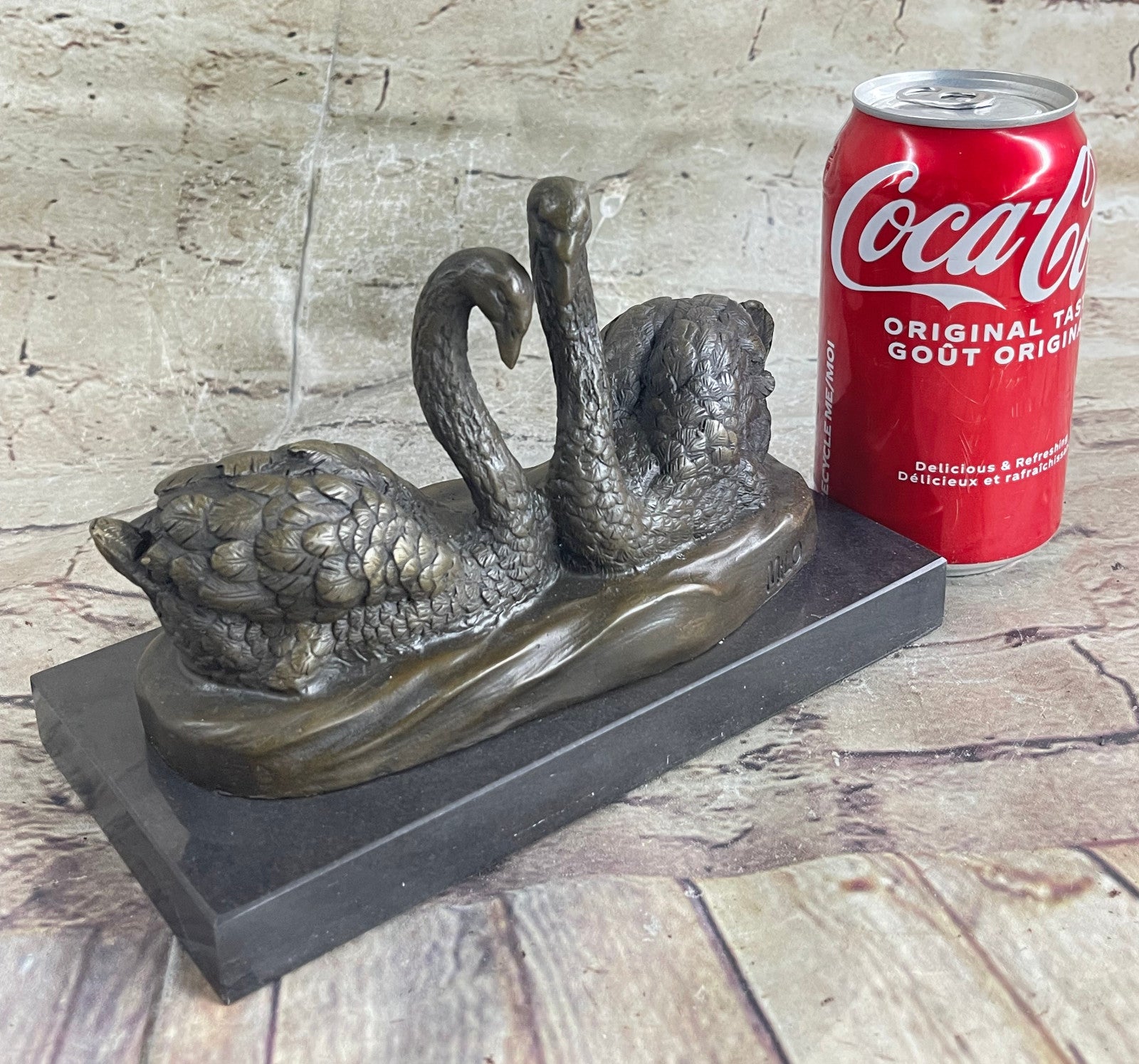 Large Decorative Molded Bronze Swan Goose Statue Hand Made Sculpture Figurine