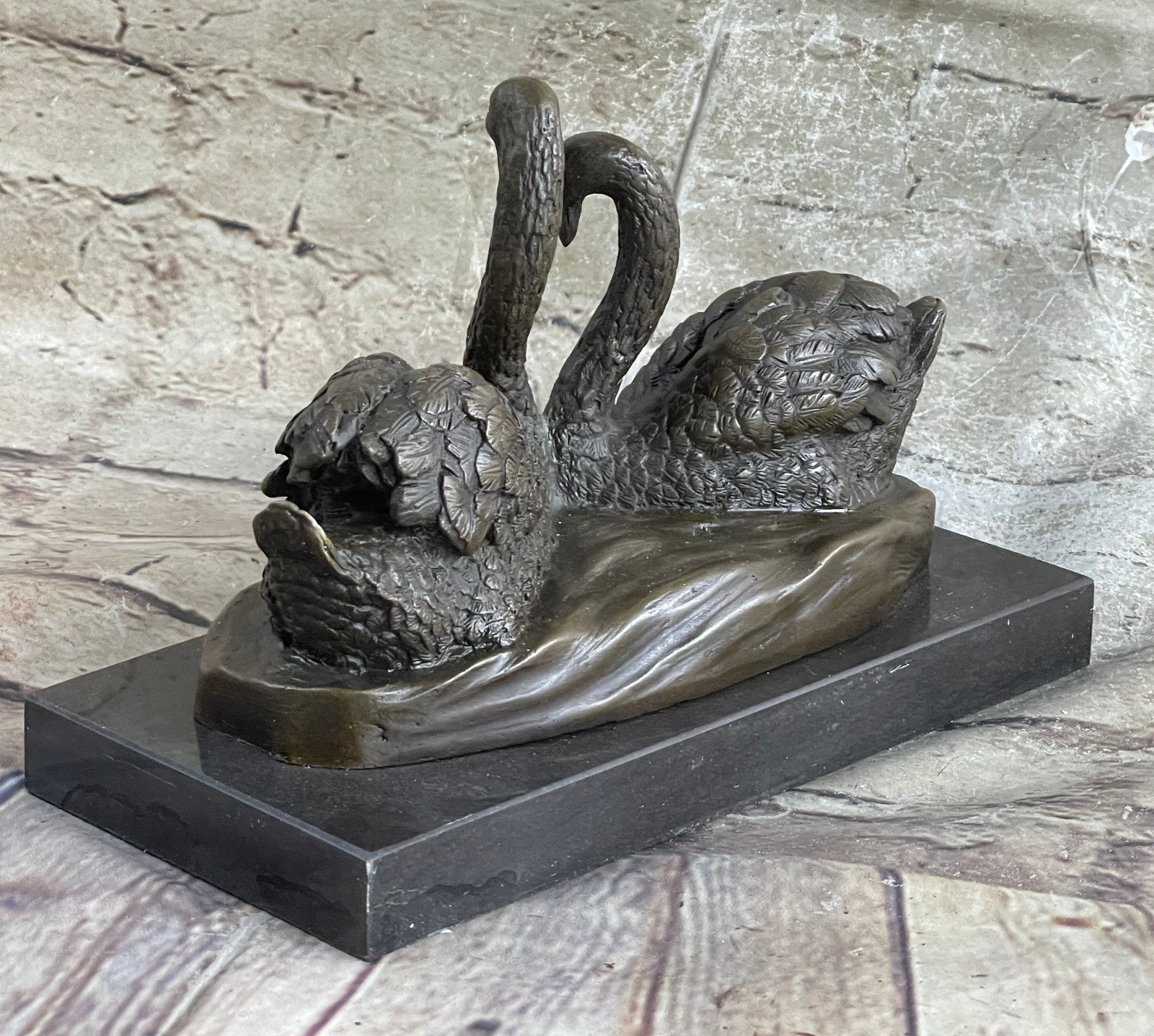 Large Decorative Molded Bronze Swan Goose Statue Hand Made Sculpture Figurine