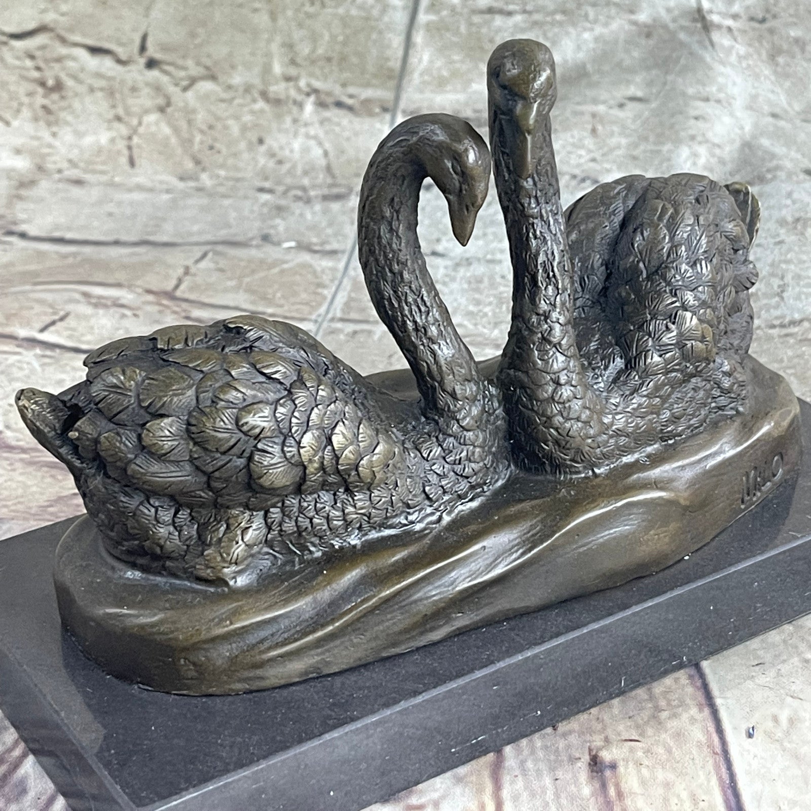 Large Decorative Molded Bronze Swan Goose Statue Hand Made Sculpture Figurine
