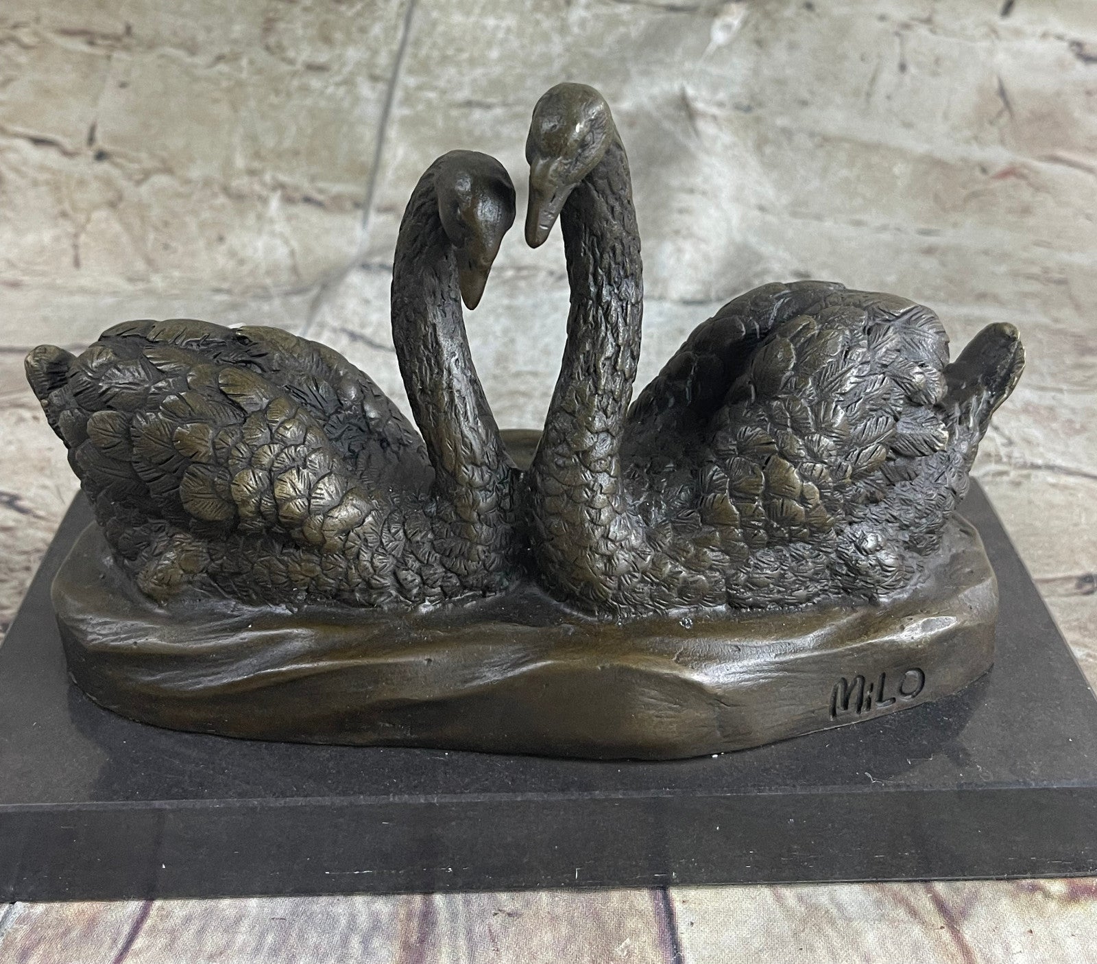 Large Decorative Molded Bronze Swan Goose Statue Hand Made Sculpture Figurine