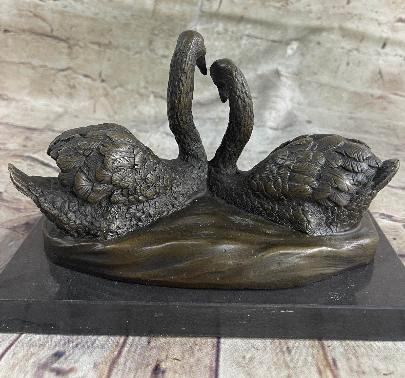 Large Decorative Molded Bronze Swan Goose Statue Hand Made Sculpture Figurine