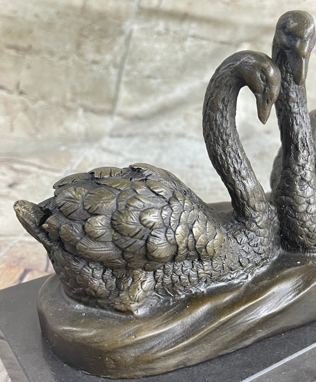 Large Decorative Molded Bronze Swan Goose Statue Hand Made Sculpture Figurine