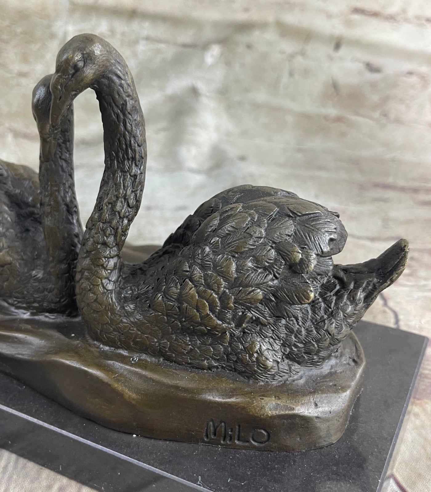 Large Decorative Molded Bronze Swan Goose Statue Hand Made Sculpture Figurine