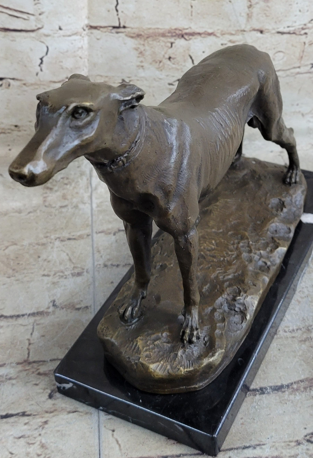 Signed Fremiet  100% Bronze Standing Greyhounds- Midcentury Modern Sculpture ART