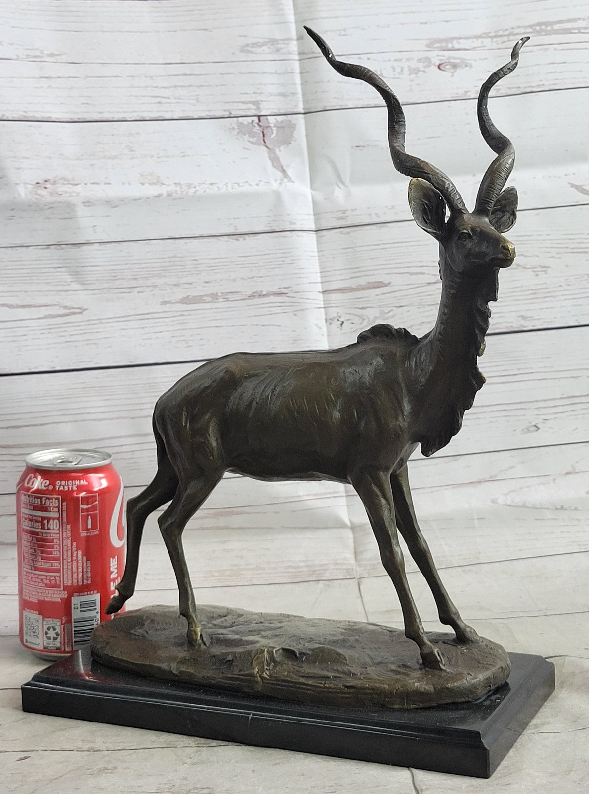 Bronze Sculpture Gazelle Hand Made Masterpiece Detailed Marble Base Figure