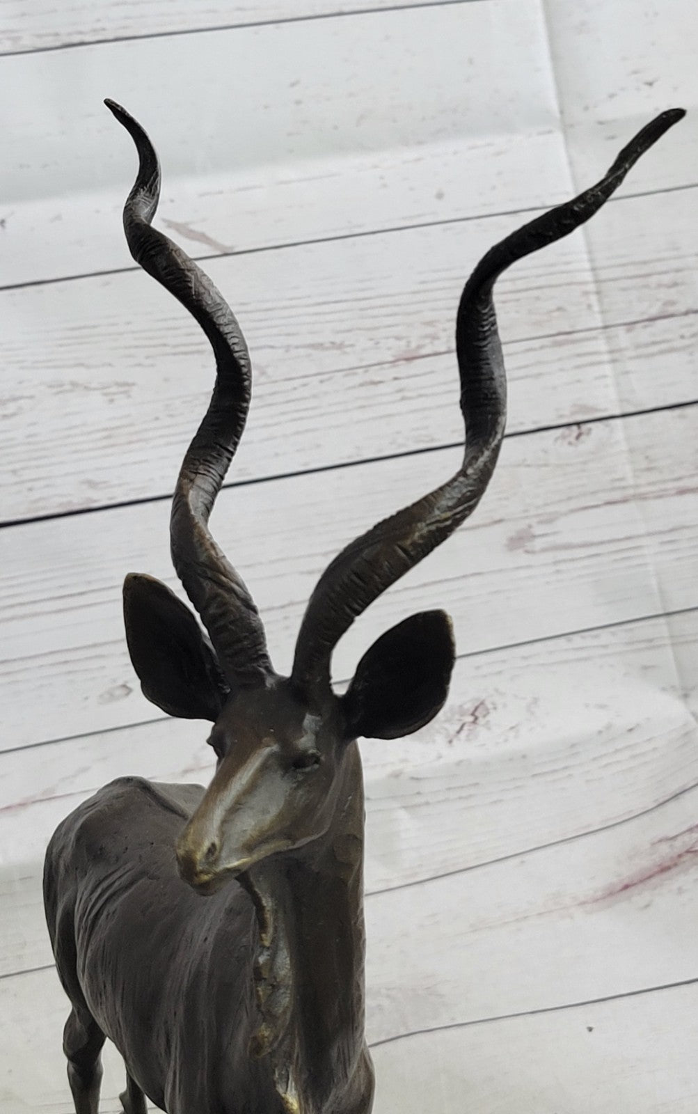 Bronze Sculpture Gazelle Hand Made Masterpiece Detailed Marble Base Figure