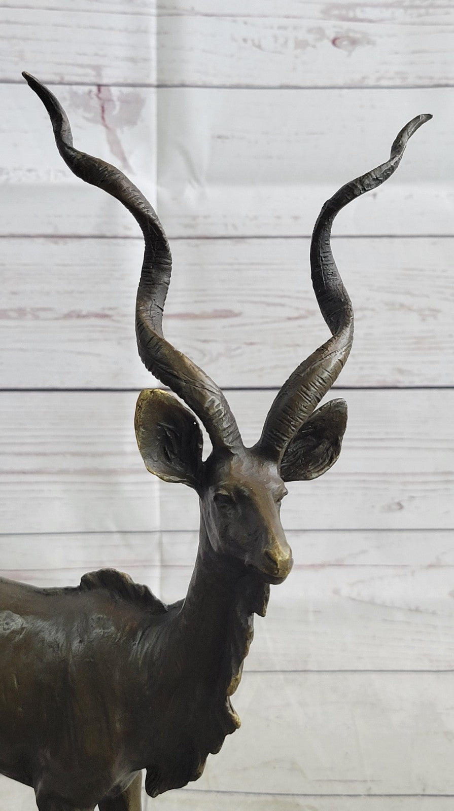 Bronze Sculpture Gazelle Hand Made Masterpiece Detailed Marble Base Figure