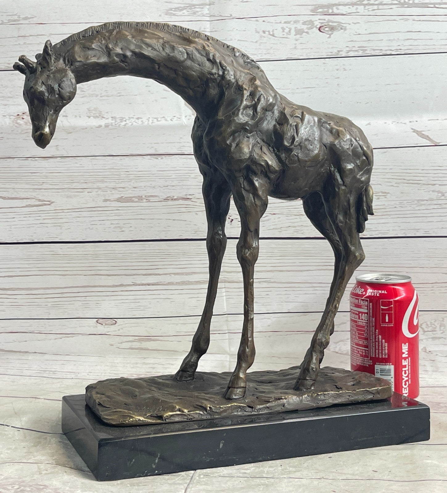 Graceful Giraffe Bronze Figure Sculpture Signed Milo Lost Wax Method Wildlife Art
