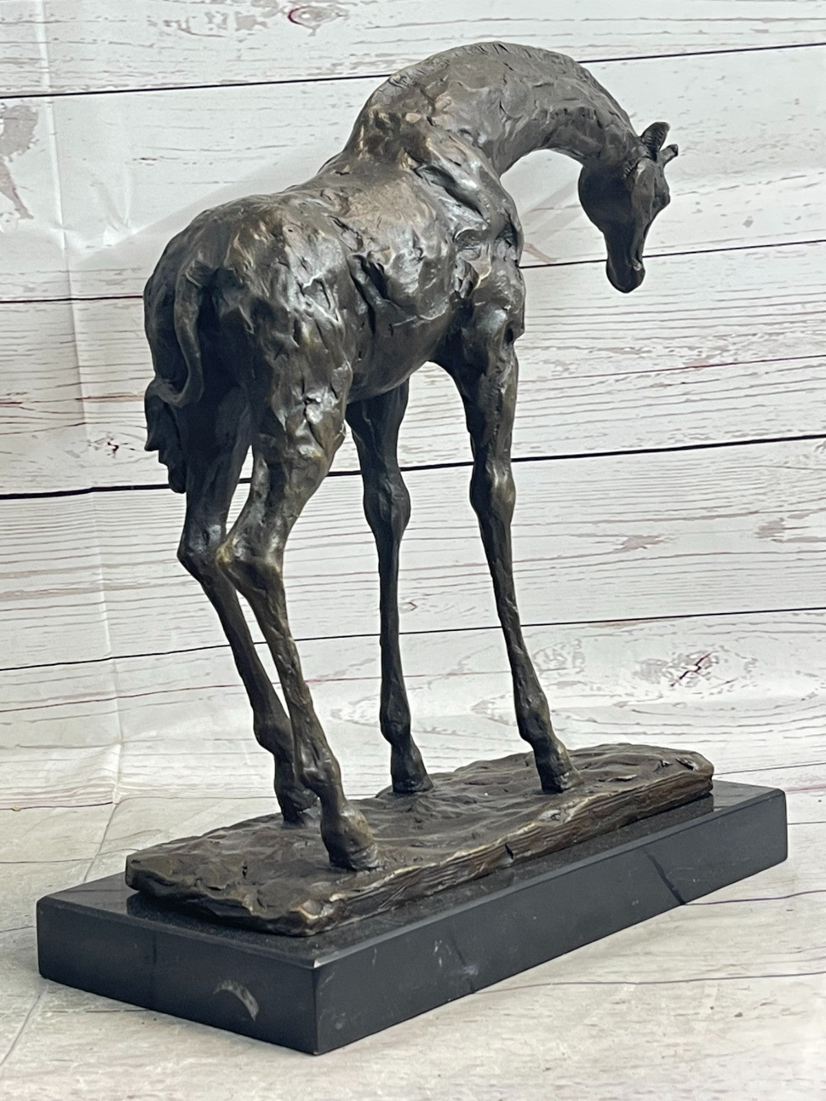 Graceful Giraffe Bronze Figure Sculpture Signed Milo Lost Wax Method Wildlife Art