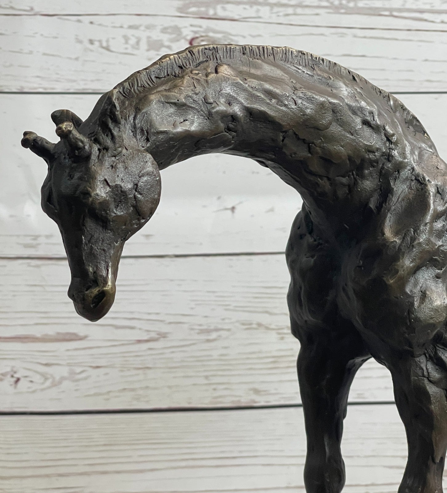 Graceful Giraffe Bronze Figure Sculpture Signed Milo Lost Wax Method Wildlife Art