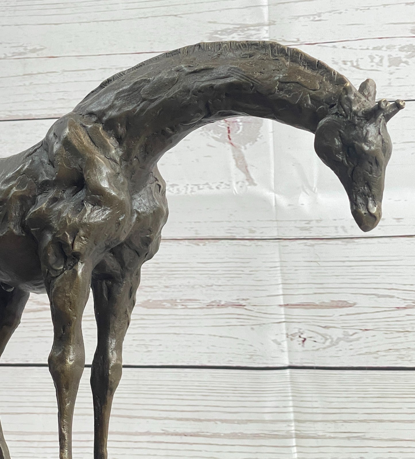 Graceful Giraffe Bronze Figure Sculpture Signed Milo Lost Wax Method Wildlife Art
