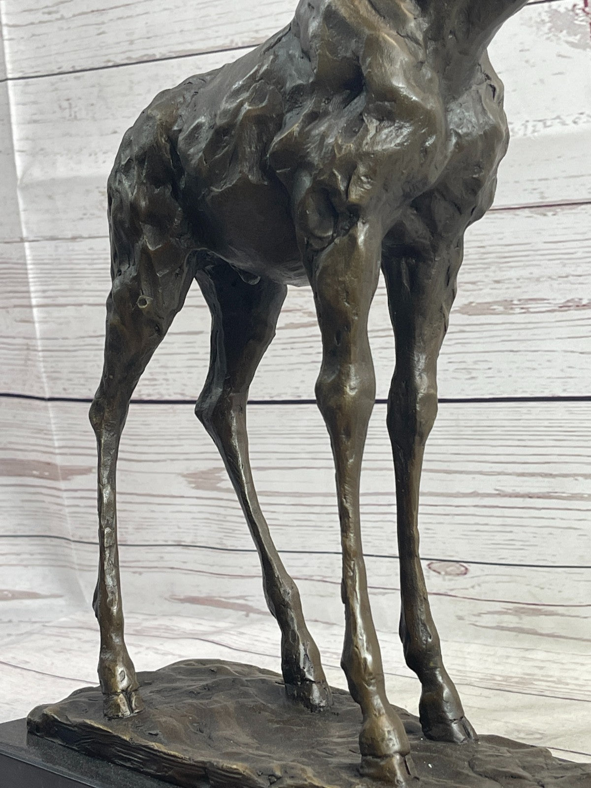 Graceful Giraffe Bronze Figure Sculpture Signed Milo Lost Wax Method Wildlife Art