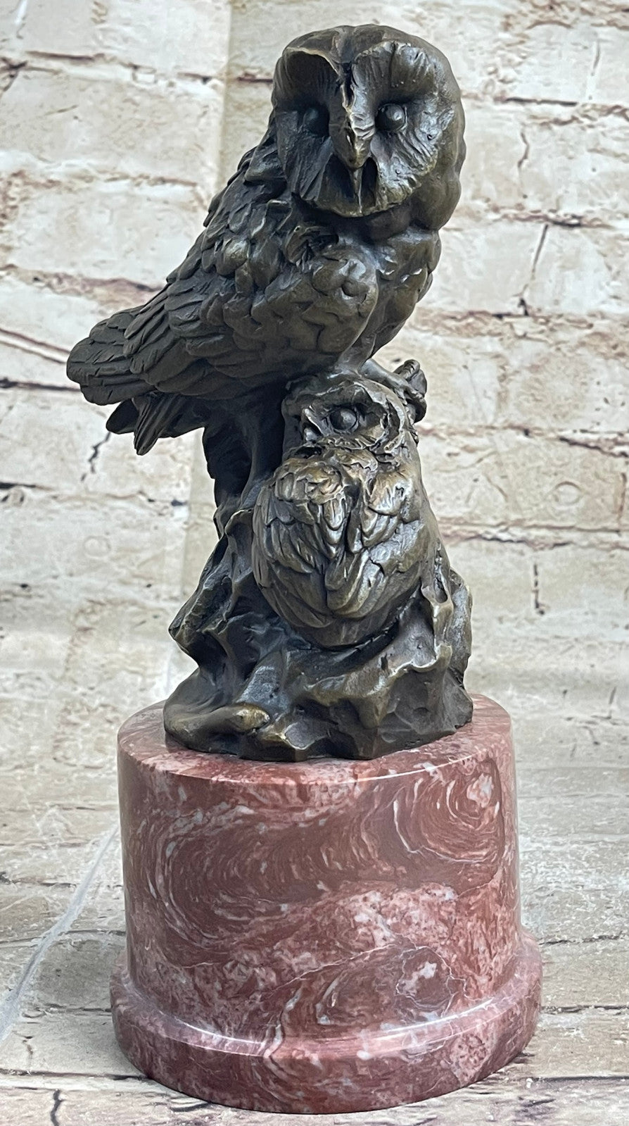 Bronze Sculpture Art Deco 2 Owls Animal Birds Wildlife Hot Cast Home Decor Sale