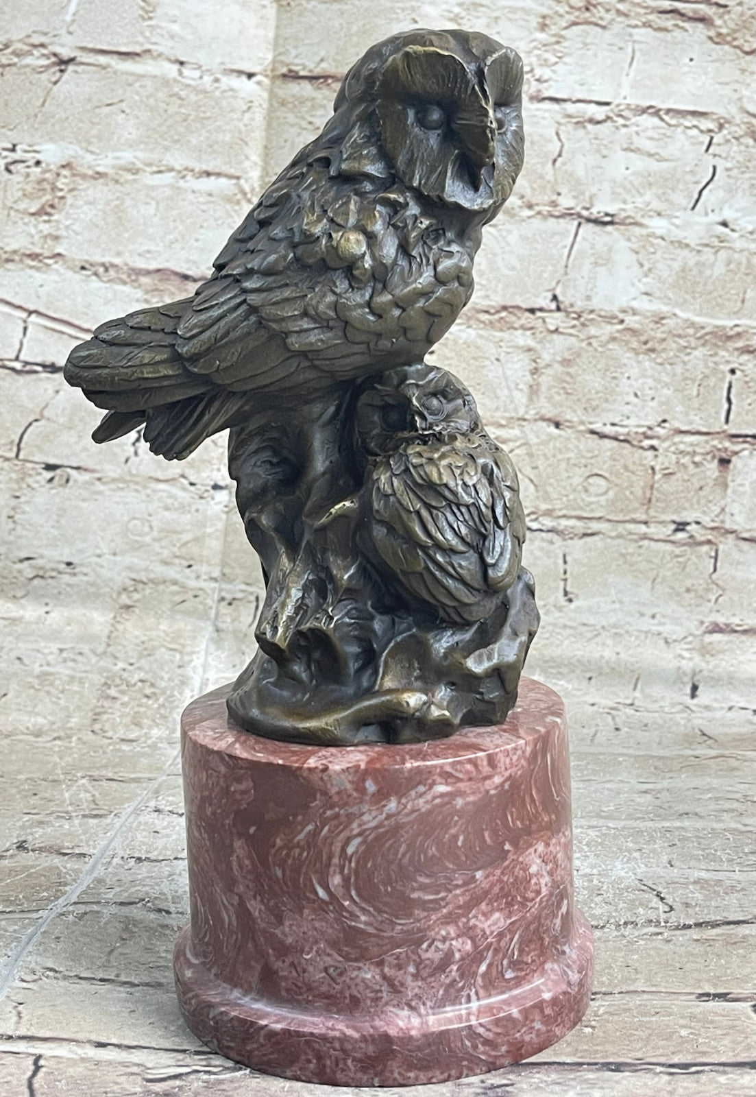 Bronze Sculpture Art Deco 2 Owls Animal Birds Wildlife Hot Cast Home Decor Sale
